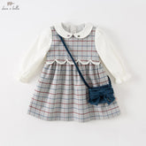 Girl Plaid Long Sleeve Dress – Autumn Casual Outfit